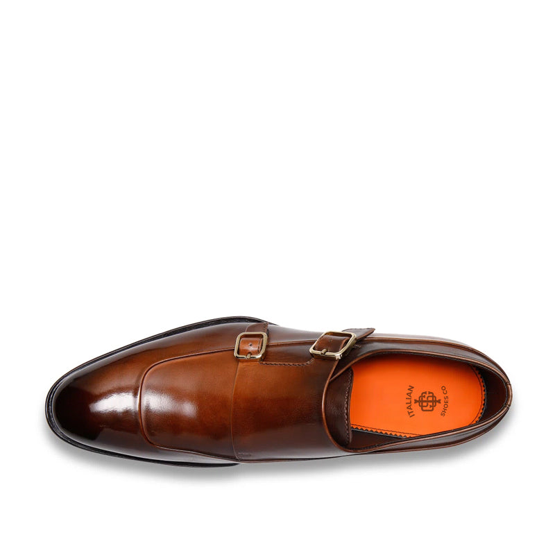 Men Cap-Toe Double Monk Leather Shoe