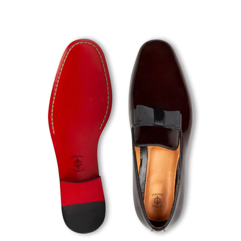 Patent Penny Solid Leather Burgundy Loafer