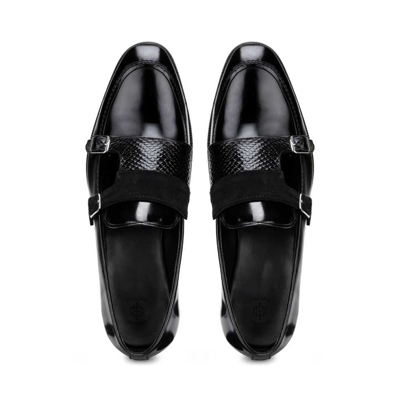Patent Shiny Leather Double Monk Strap Shoe