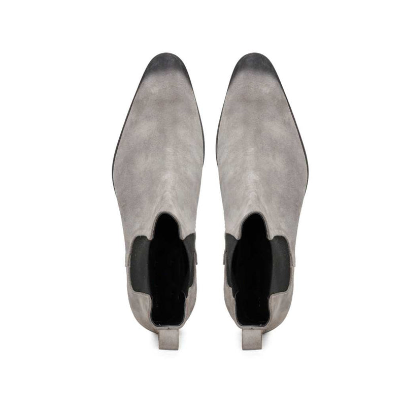 Luxury Classic Suede Italian Leather Chelsea Grey Boot
