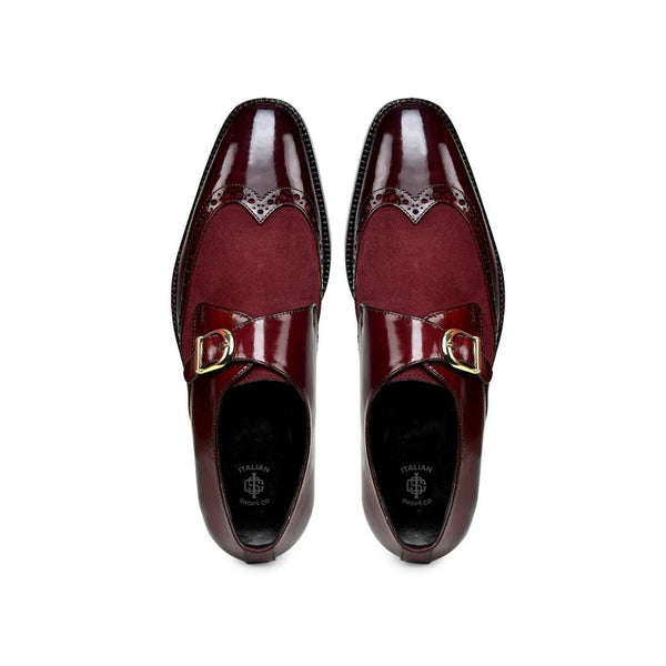Suede Shiny Leather Monksrtaps Shoe