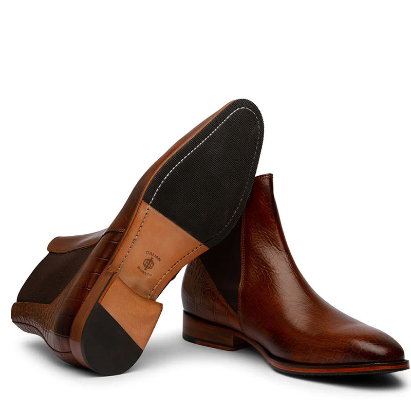 Men Croco Embossed Leather Chelsea Boot