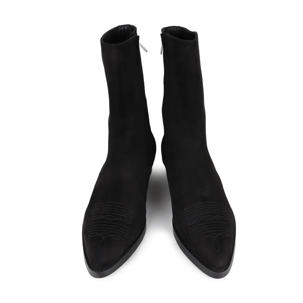 Long Zip up Suede Cowboy Boots