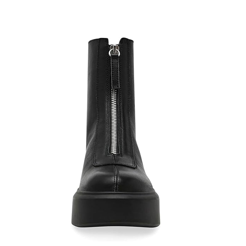 Premium Row Zipped Front Leather Blue Ankle Boot