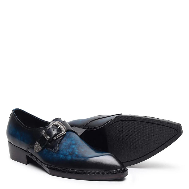 Plain Leather Single Monk Shoe With Side Buckle