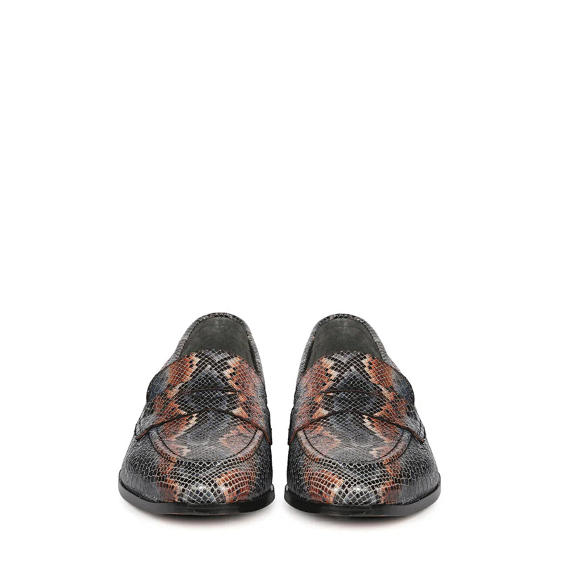 Men Snake Printed Leather Loafers