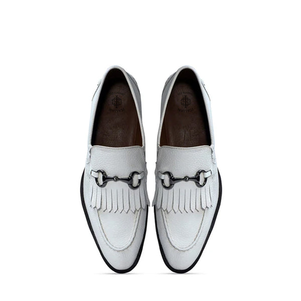 Classic Leather Horse Bit Buckle Tassel Loafers With Fringed