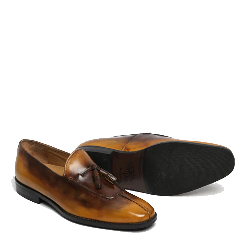 Leather Slip On Formal Tassel Tan Loafer