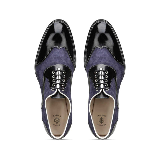 Men Navy Patent Leather Oxford Shoe