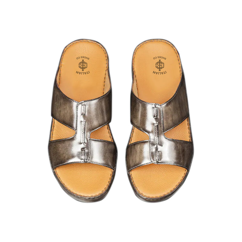 Luxury Slip On Solid Leather Arabic Sandal