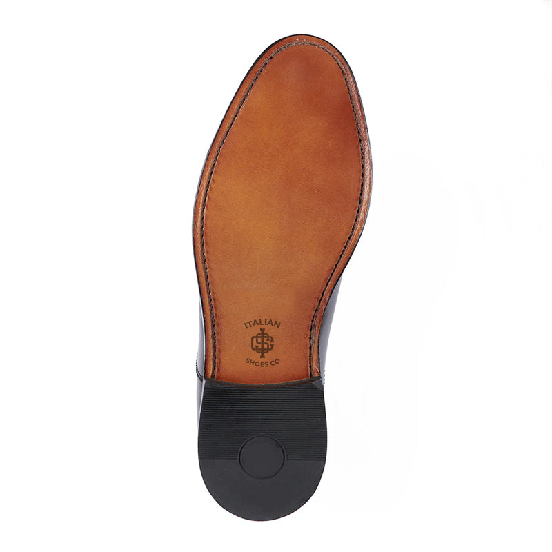 Plain Shiny Leather Cap-Toe Oxford Shoes