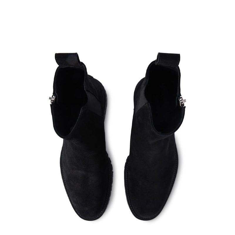 Round Toe Suede Black Ankle Boots