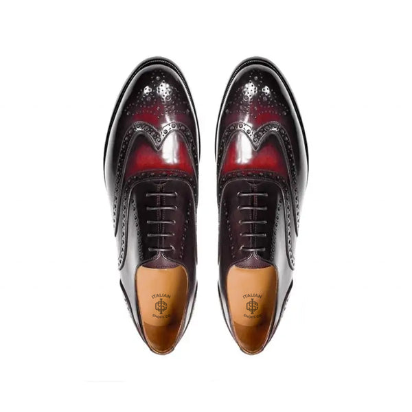 Wingtip Shiny Leather Oxford Tan Shoe