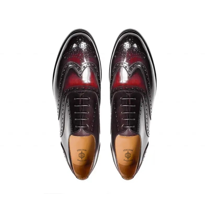 Wingtip Shiny Leather Oxford Tan Brown Shoe