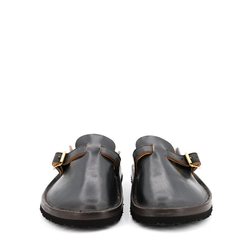 Buckle Clogs Slit Sandal Tan