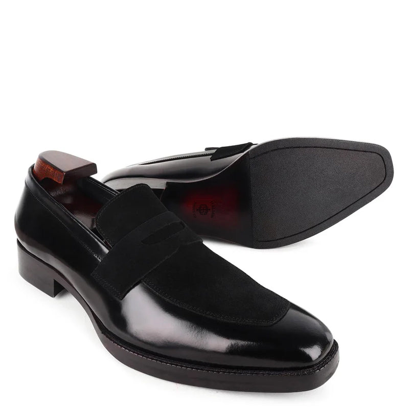 Men Square Toe Suede Leather Penny Loafer