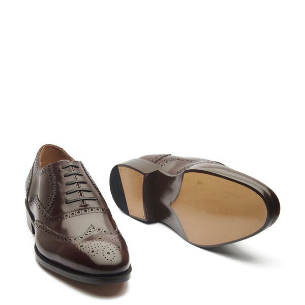 Men Lace Up Leather Wingtip Oxford Shoe - Brown