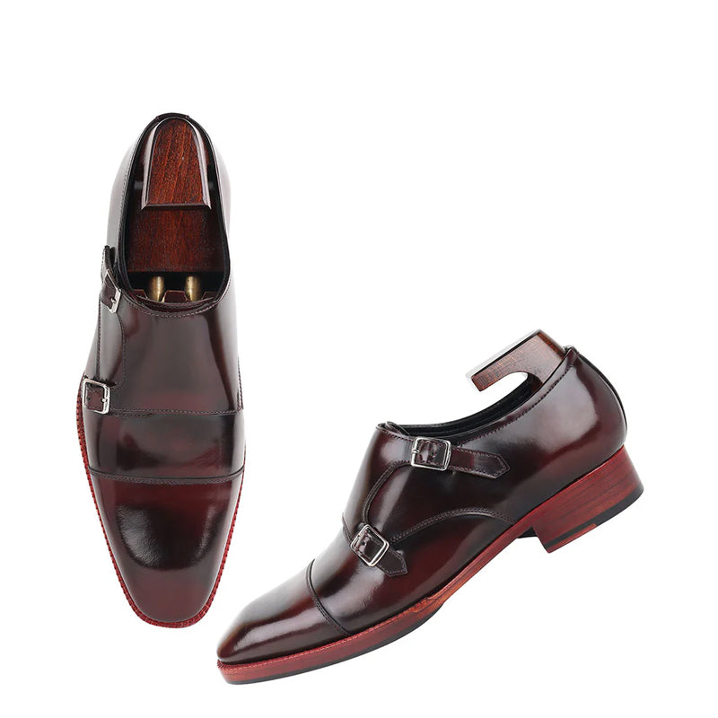 Classic Leather Formal Double Monk Straps Shoes