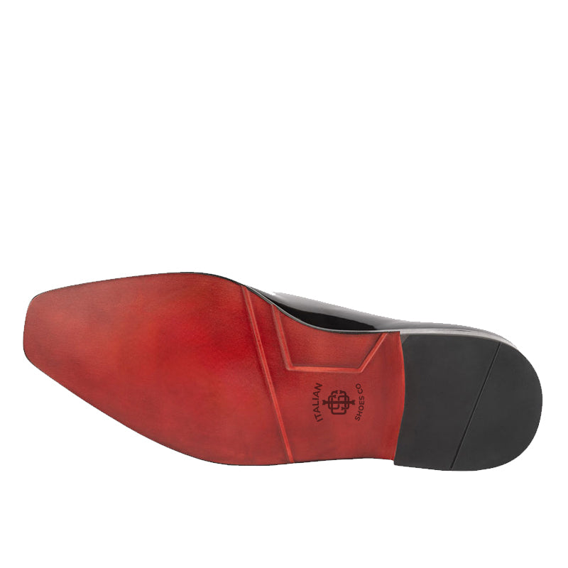 Meta Cut Shiny Leather Oxford Black Tan Shoe
