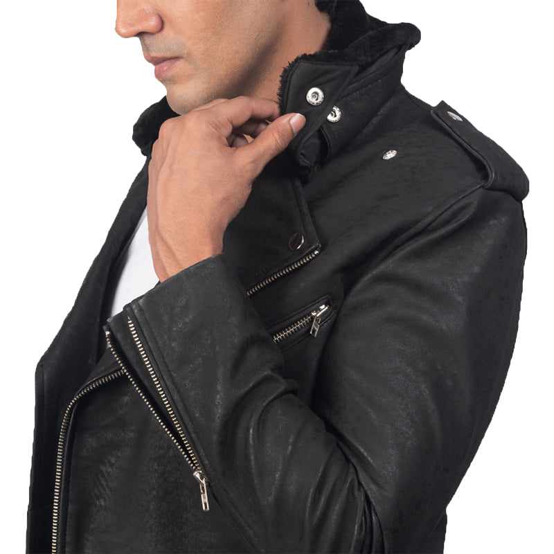 Furton Leather Biker Jacket For Men