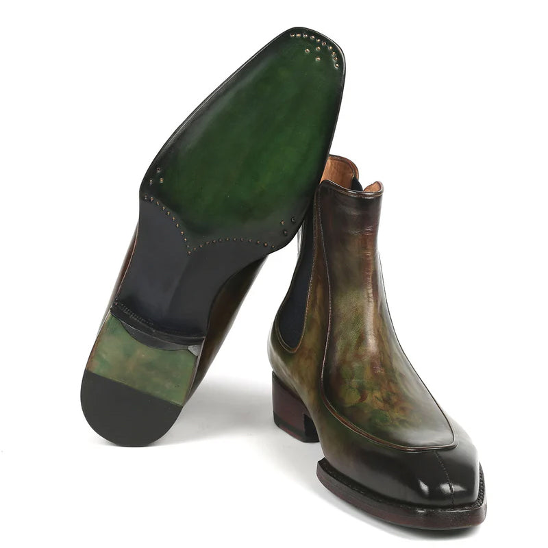 Men Handpainted Leather Chelsea Boots