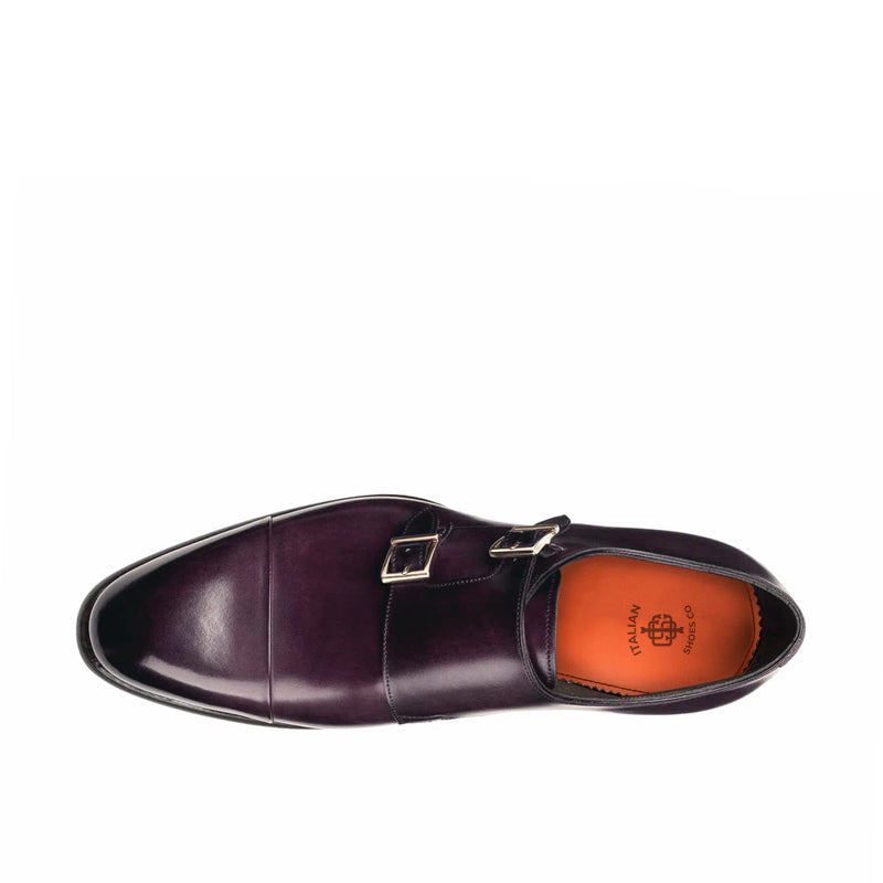 Leather Double Monk Strap Men Shoes