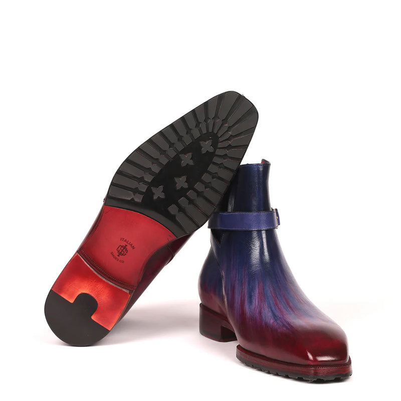 Premium Patina Leather Purple Jodhpur Boot With Buckle