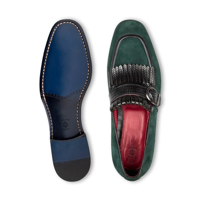 Suede Handmade Leather Single Monk Straps Shoe