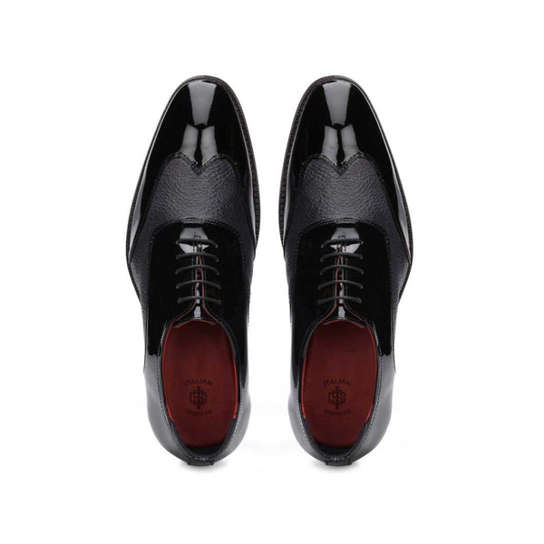Patent Shiny Leather Dual Textured Oxford Shoe