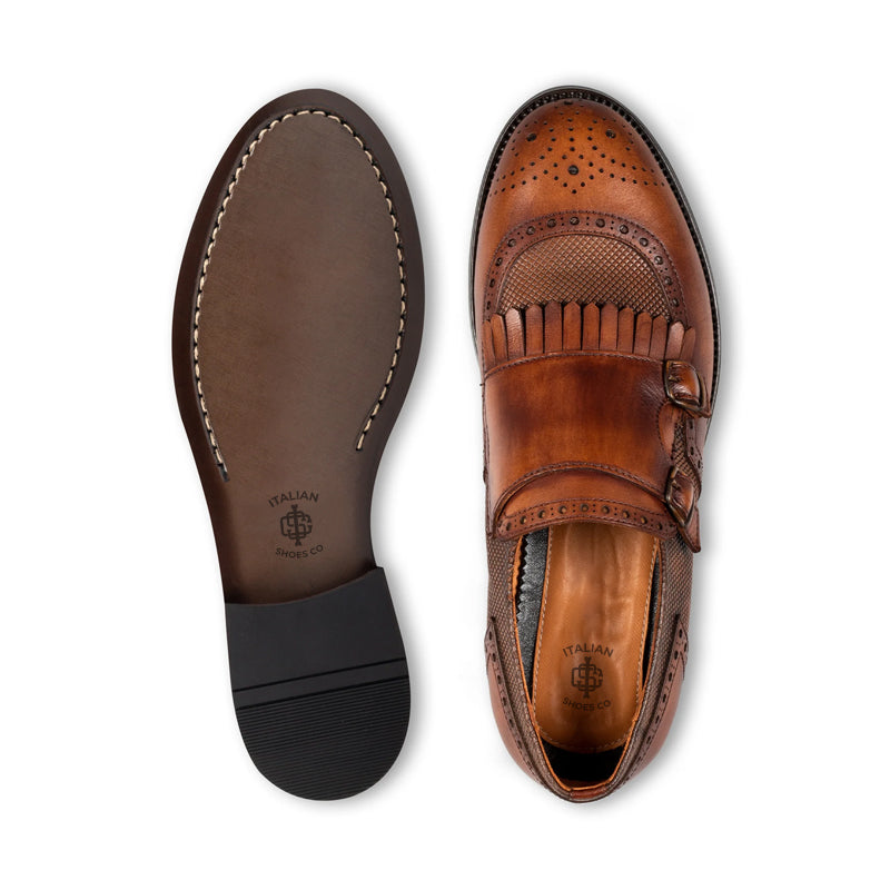 Custom Handmade Leather Double Monk Straps Shoes