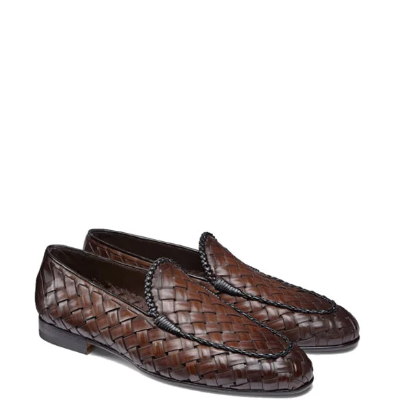 Tan Brown Weaved Leather Loafer