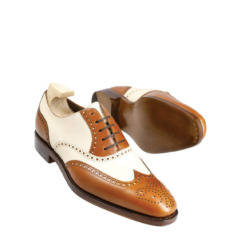 Wingtip Dual Tone Solid Leather Oxford Shoe Tan