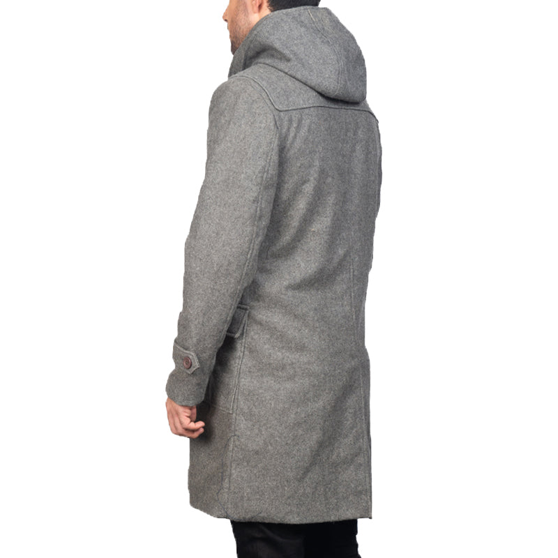 Drake Leather Hooded Duffle Coat For Men