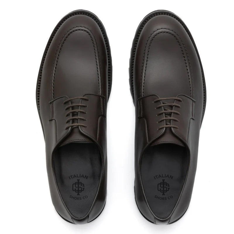 Leather Lace-Up Derby Shoes For Men