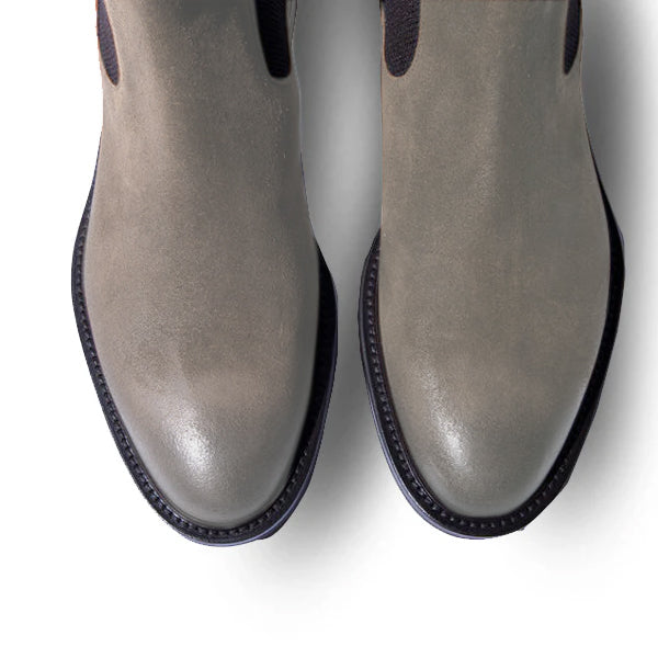 Classic Chelsea Gray Coloured Suede Leather Boots