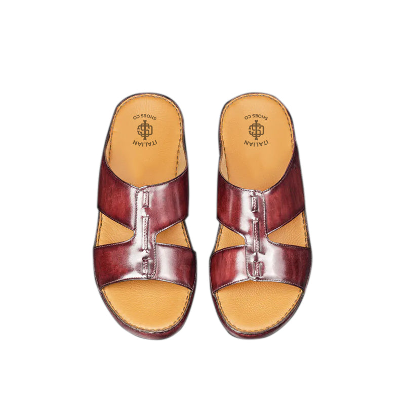 Luxury Slip On Solid Leather Arabic Sandal