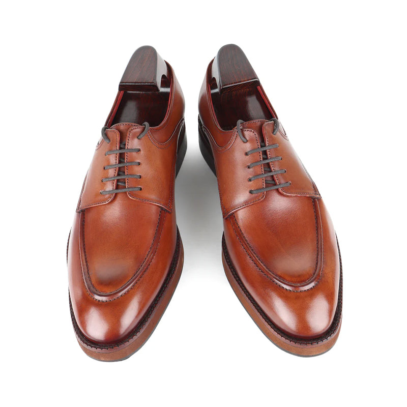 Men Handpainted Solid Leather Derby Shoes