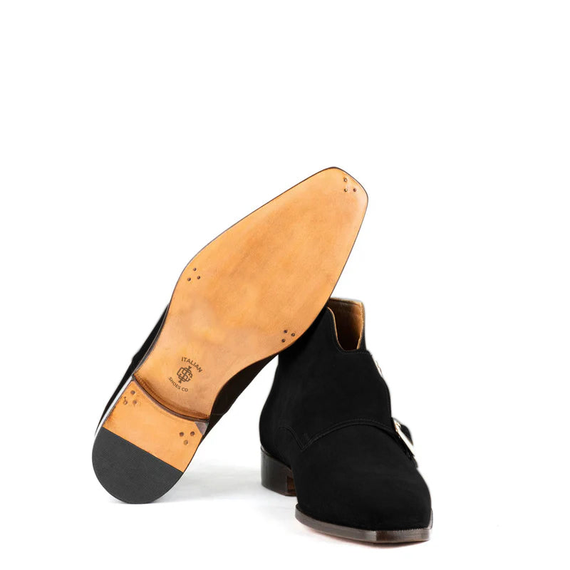 Luxury Suede Leather Double Buckle Ankle Boot