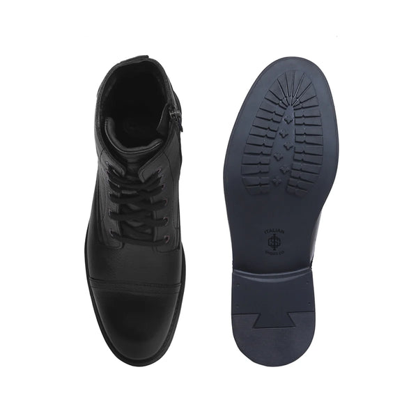 Men Lace Up Leather Casual High Ankle Boot