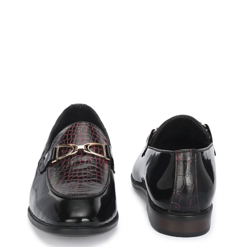 Patent Leather Buckled Loafers For Men