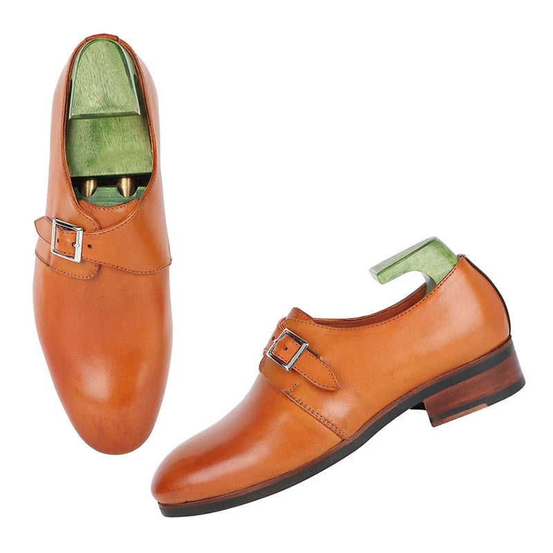 Handmade Leather Formal Single Monk Straps Shoes