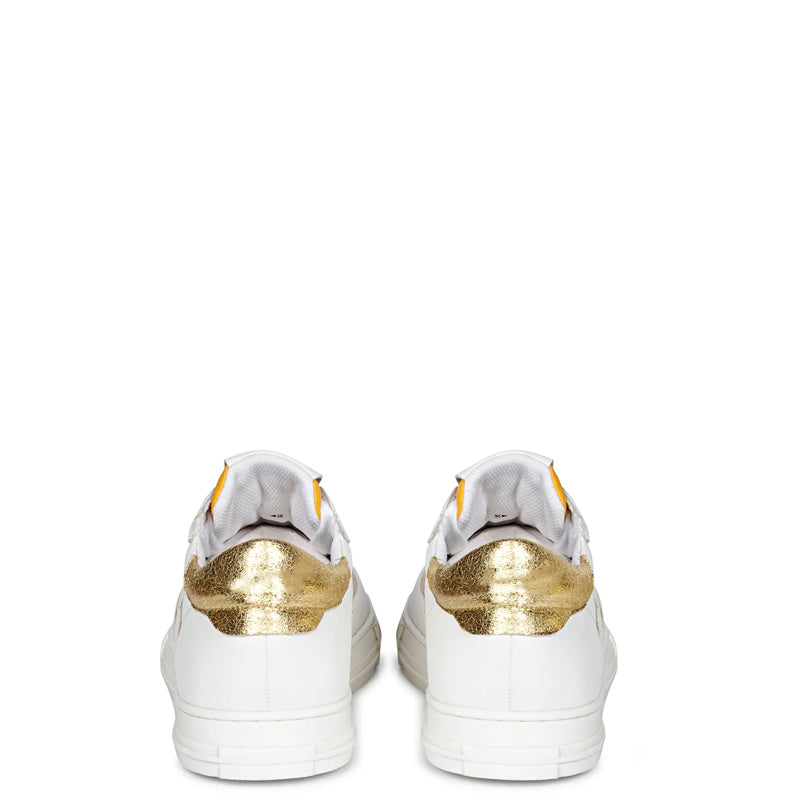 Leather Handcrafted White and Orange Sneaker For Men