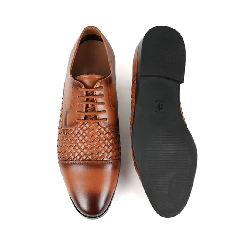 Men Braided Captoe Leather Oxford Shoe