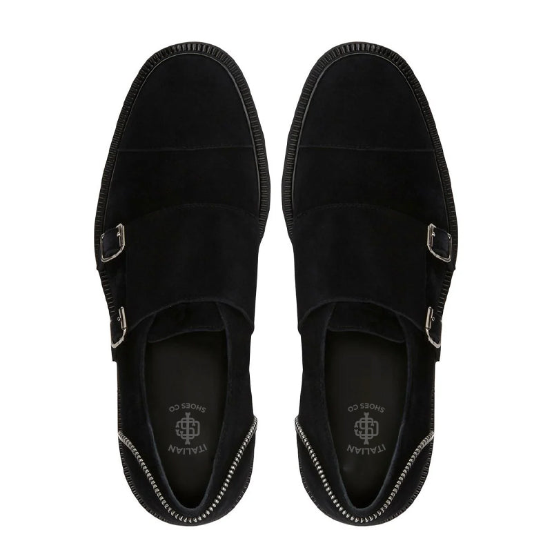 Monk Steep zip-trimmed Suede Loafer