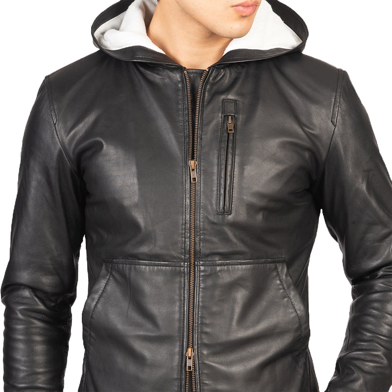 Canna Hooded Leather Bomber Jacket