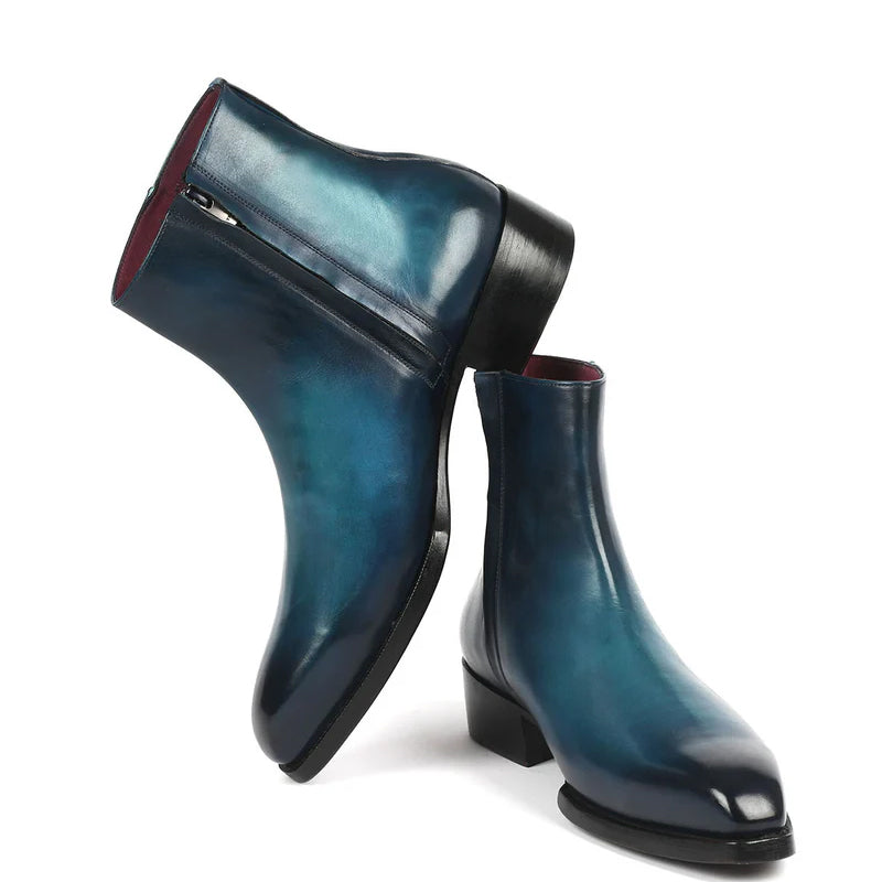 Pure Solid Leather Handmade Side Zipper Boots