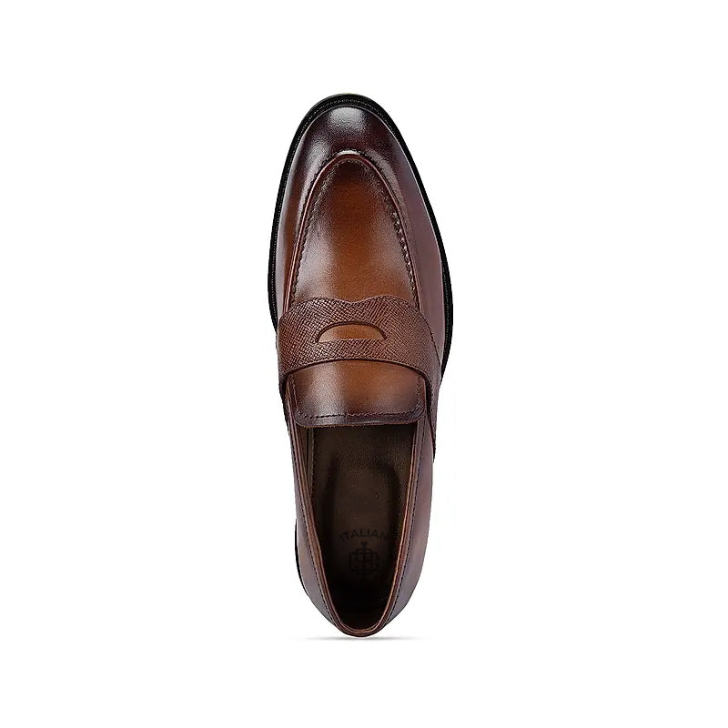 Men Classic Polished Leather Penny Black Loafer