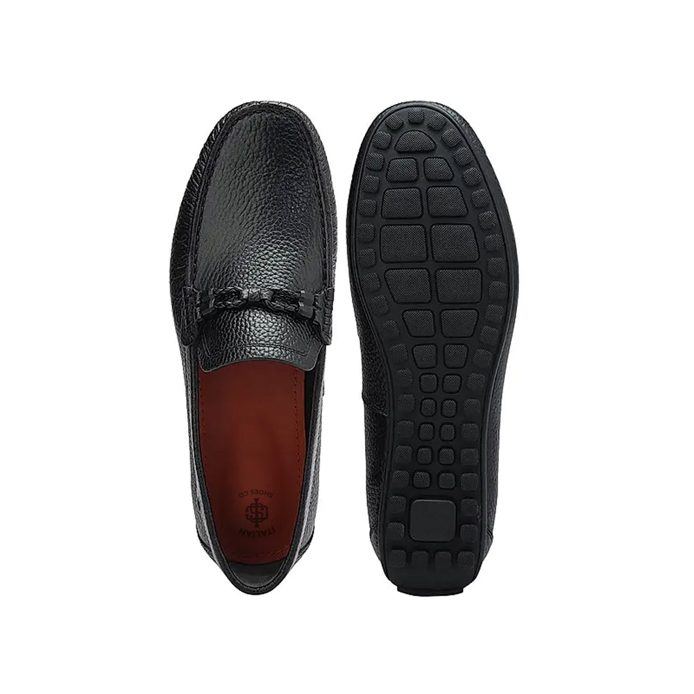 Men Textured Leather Driving Loafers