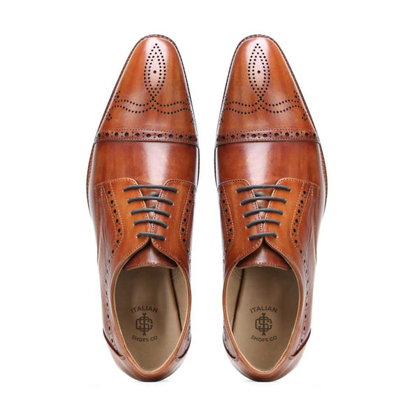 Classic Design Polished Leather Tan Derby Shoe