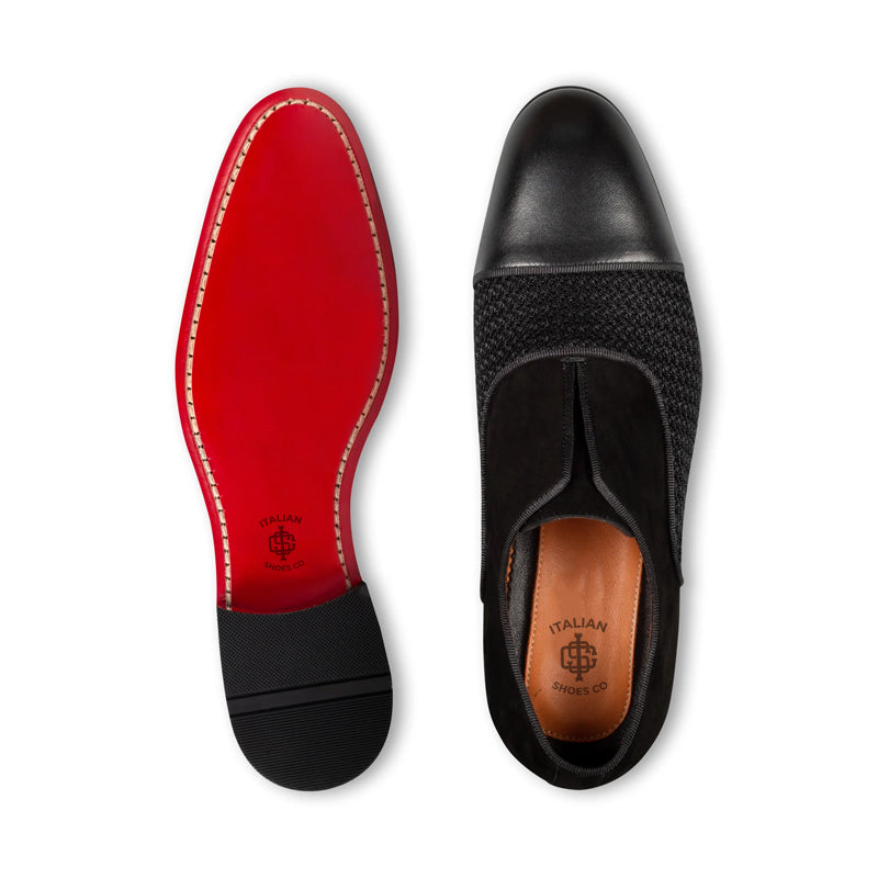 Luxury Suede Leather CapToe Oxford Shoe Black
